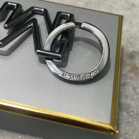 Michael Kors Signature Silvertone MK Keychain - Picture 3 of 4